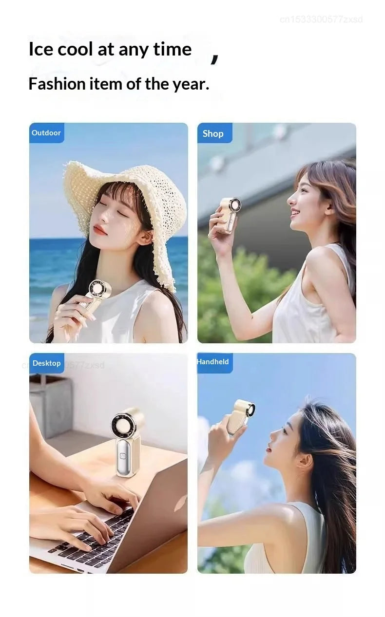 Portable Fan Convenient Creative Mini Fan Pocket Hand-held Fans Lightweight Suitable for Travel Camping Outdoors Display Screen