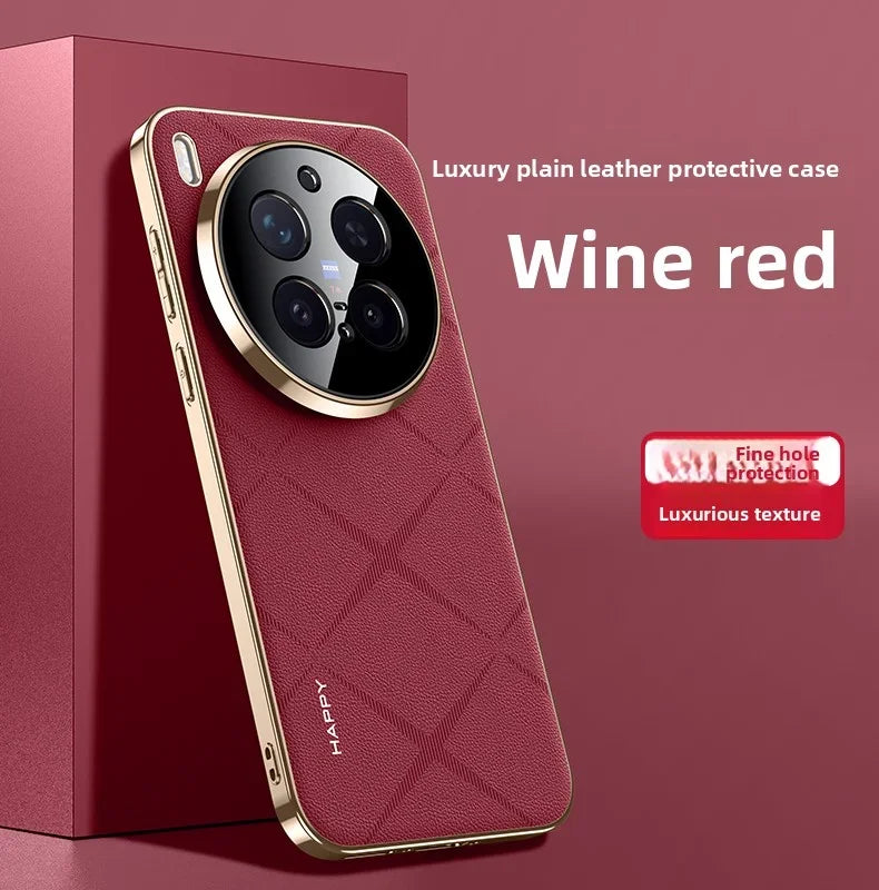 For VIVO X300 Pro X 300 Luxury Leather Plating Frame Case for VIVO X300pro Camera Protection Shockproof Bumper Cover Capa