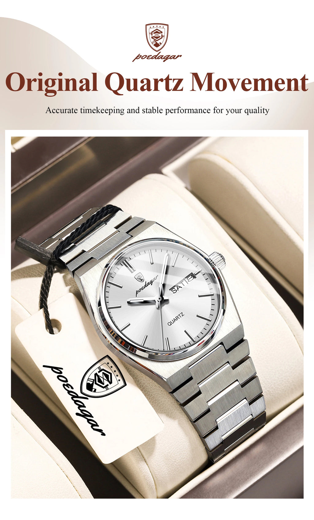 POEDAGAR Exquisite Watches For Women Waterproof Luminous Date Week Ladies Watch Stainless Steel Luxury Woman's Quartz Wristwatch