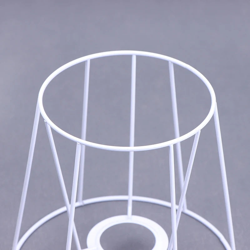 Lamp Lampshade Shade Wire Frame DIY Guard Ring Light Cage Holder Bulbpendant Drum Table Metal Vintage Cover Round Ceiling Iron