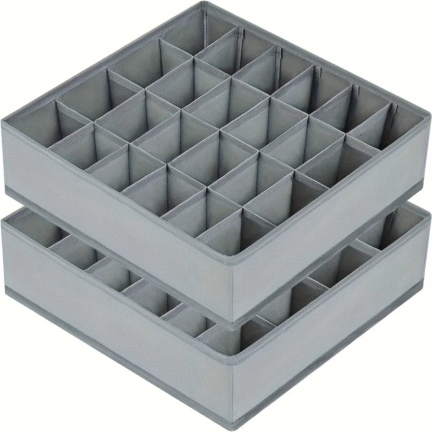 Foldable Fabric Storage Box with 24 Compartments Stackable Organizer for Socks Ties Underwear Space-Saving Drawer Divider
