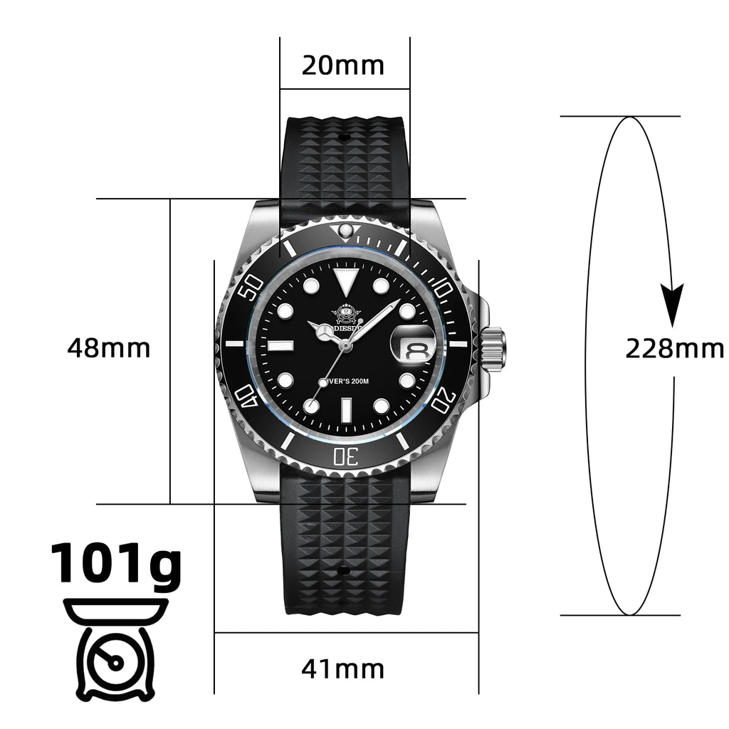 ADDIESDIVE Diver Watch European and American Business Leisure 200M C3 Super Luminous Sport Luxury Reloj Hombre Men Quartz Watch