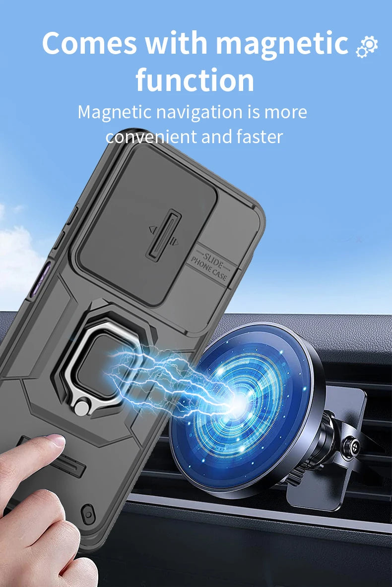 For Xiaomi Redmi 15 4G 171mm Case Slide Camera Protect Phone Case For Redmy 15 Redmi15 4G Magnetic Ring Holder Armor Back Cover