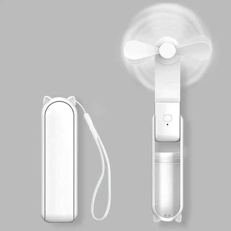 Portable Fan 2000mAh USB Rechargeable 3 Speed Mini Handheld Foldable Fan Hand Held Small Pocket Travel Fan with Handy Power Bank