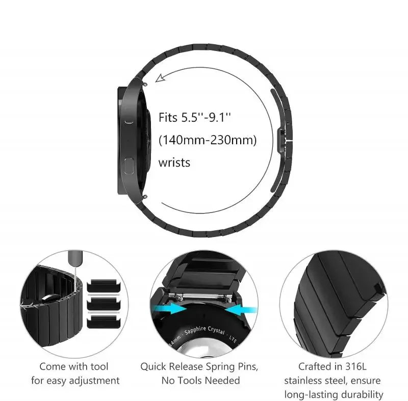 Titanium Color Strap for Samsung Galaxy Watch 7 6 5 4 40mm 44mm 6Classic 43/47mm 5Pro 45mm Luxury Stainless Steel Bracelet Band