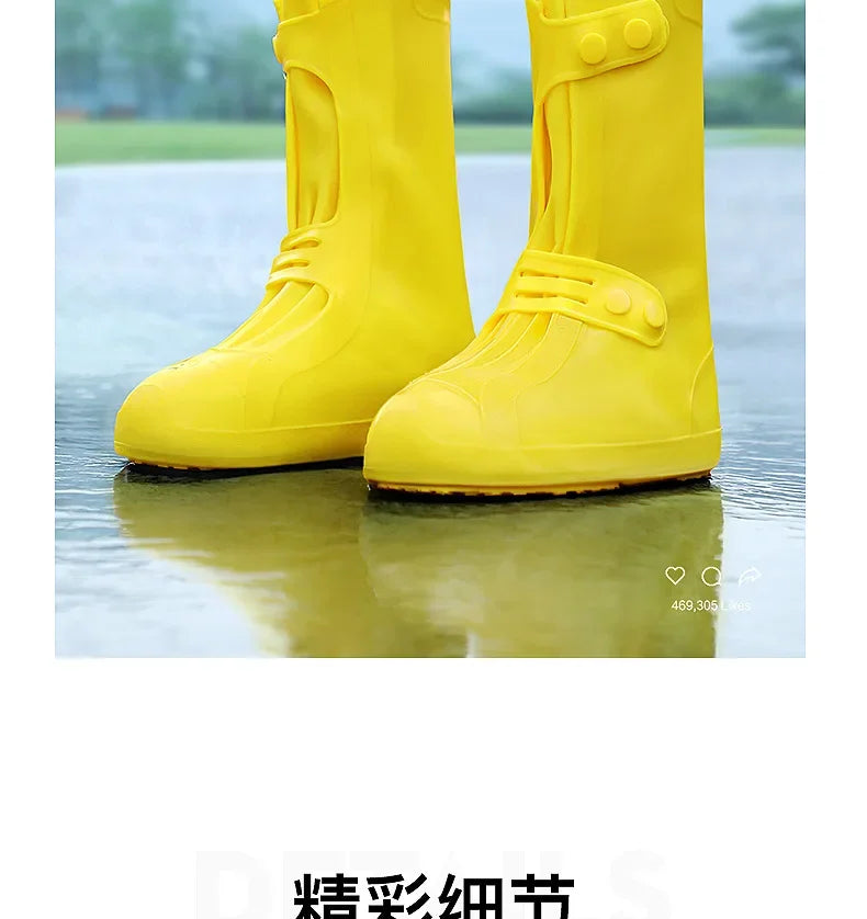 Waterproof Shoe Cover Silicone High Top Rain Boots Cover Non-slip Shoes Protector Outdoor Reusable Thickened Footwear WaterShoes