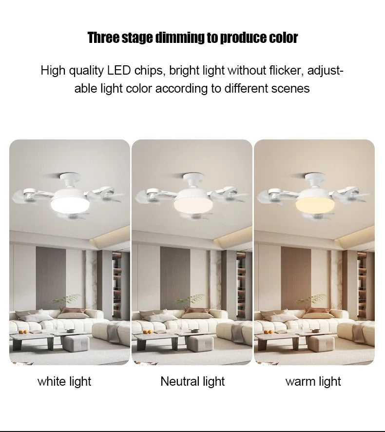 E27 LED Ceiling Fan Light with Remote Control Dimmer Function 50 60W Ceiling Light Drone Shaped Fan Light for Living Room Study