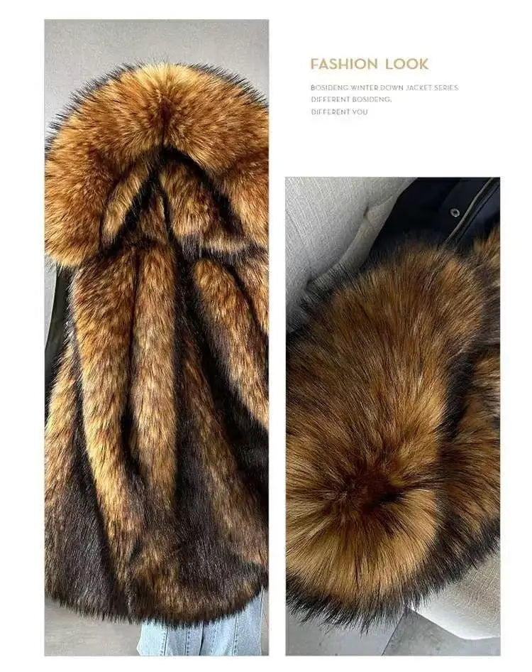 Winter Men Parka Warm Coat Men Wool Liner Jacket Long Hooded Jacket High Quality Raccoon Fur Collar