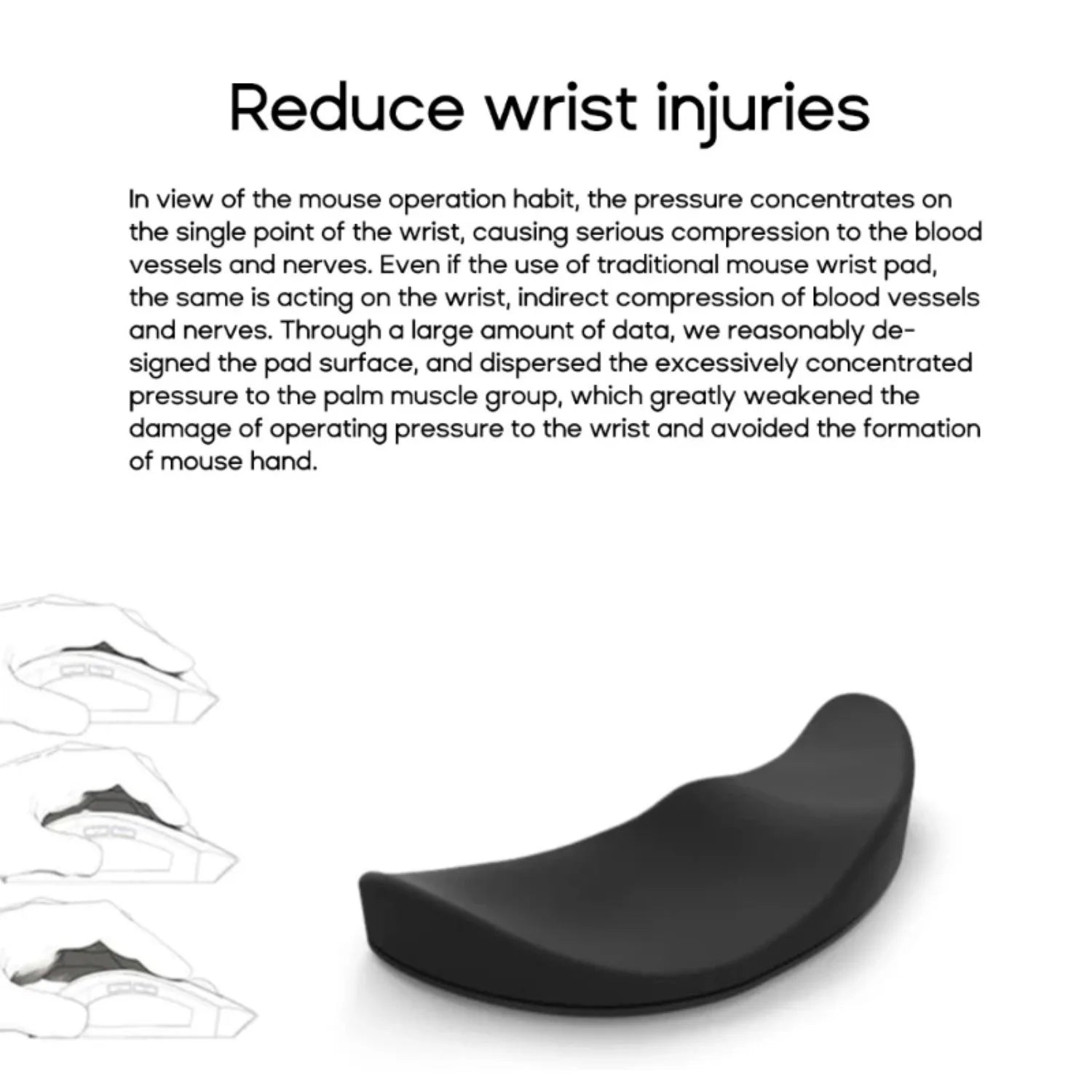 2026 Mouse Wrist Rest Silicone Hand Cushion Soft Pad Palm Support Moves With Wrist Business Office Computer Game Durable Armrest