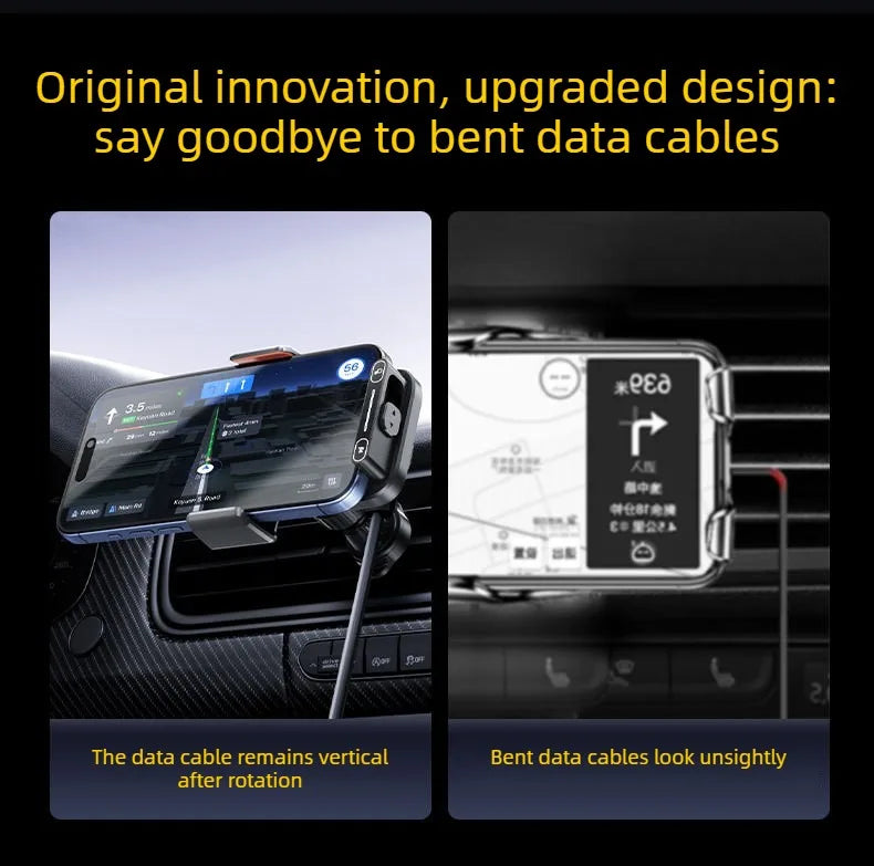 2026 New Upgraded 15W Qi FCC ROHS Car Phone Charger Holder Auto Induction One Key Release 360 Rotating for Dashboard Windshield