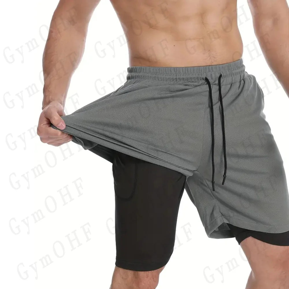 LONSDALE Men's Pattern Printed Fitness Shorts Double Layer 2-in-1 Fast Drying Fitness Outdoor Leisure Training Sports Shorts