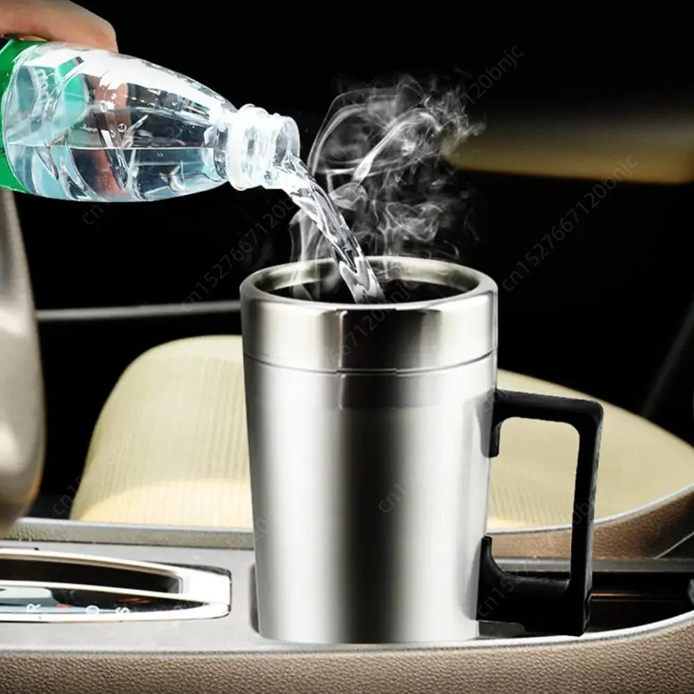 12V 24V Travel Electric Kettle Stainless Steel Smart Temperature Control Touch Travel Coffee Mug Warmer for Car Truck Leakproof