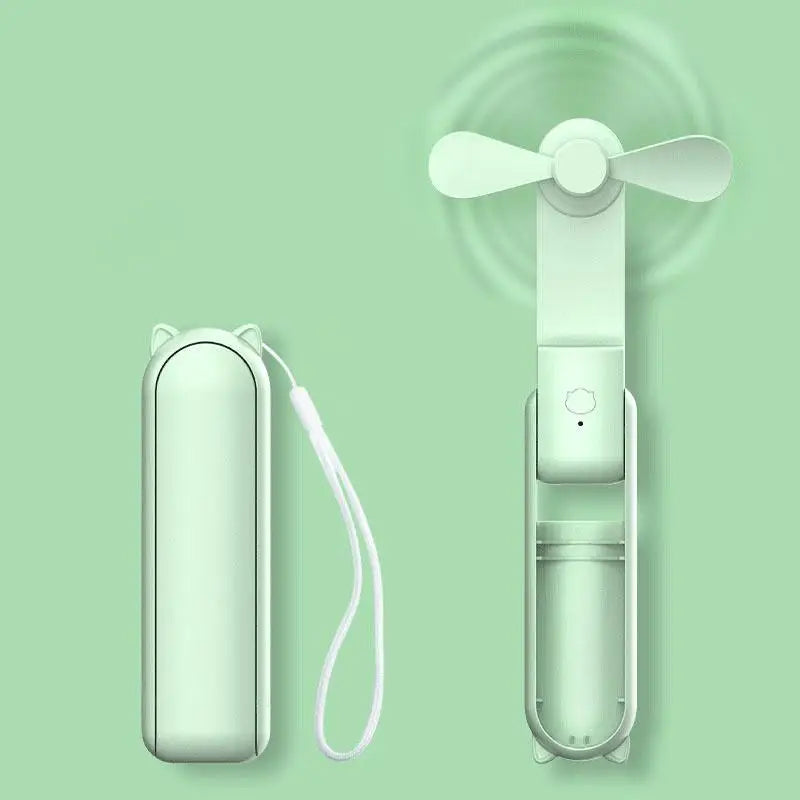 Portable Fan 2000mAh USB Rechargeable 3 Speed Mini Handheld Foldable Fan Hand Held Small Pocket Travel Fan with Handy Power Bank