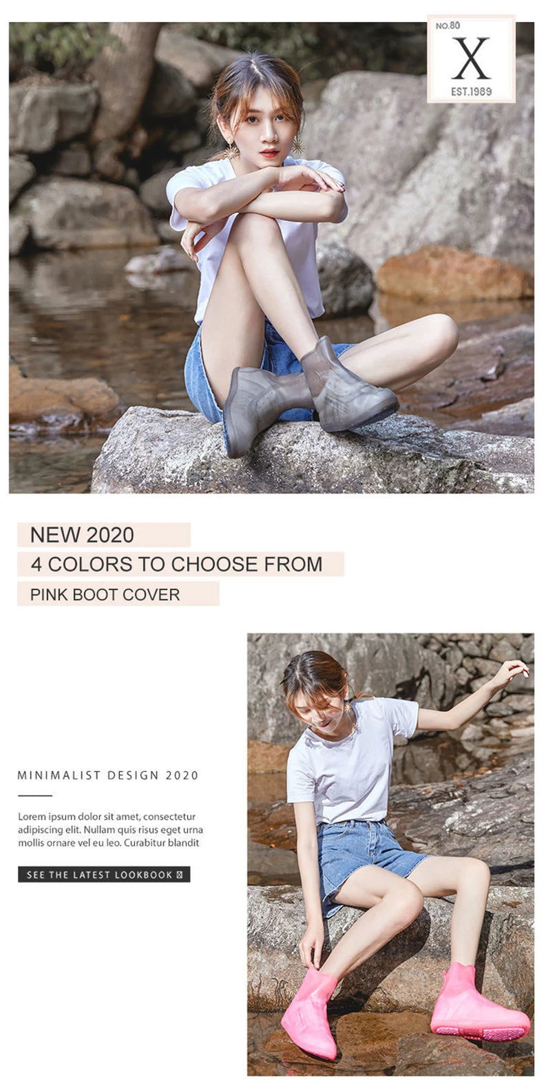 Waterproof Silicone Shoe Cover High Top Rain Boots Cover Non Slip Overshoes Unisex Rubber Water Resistant Footwear Rainy Day