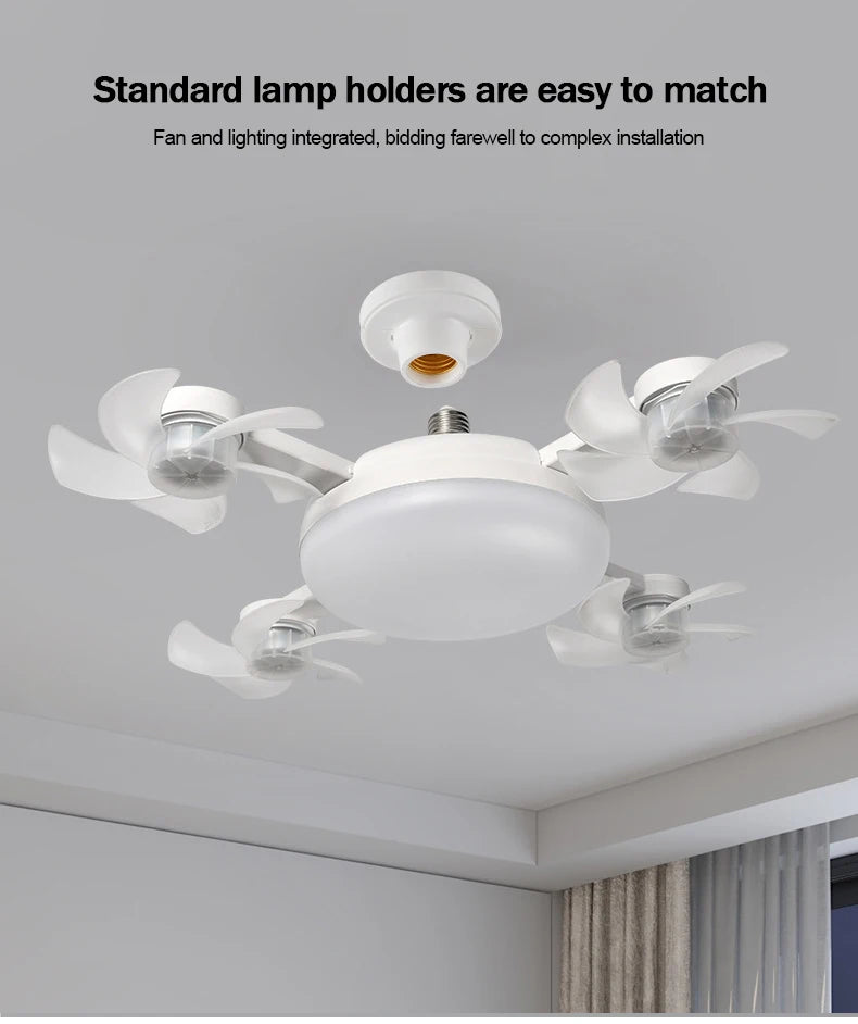 E27 LED Ceiling Fan Light with Remote Control Dimmer Function 50 60W Ceiling Light Drone Shaped Fan Light for Living Room Study