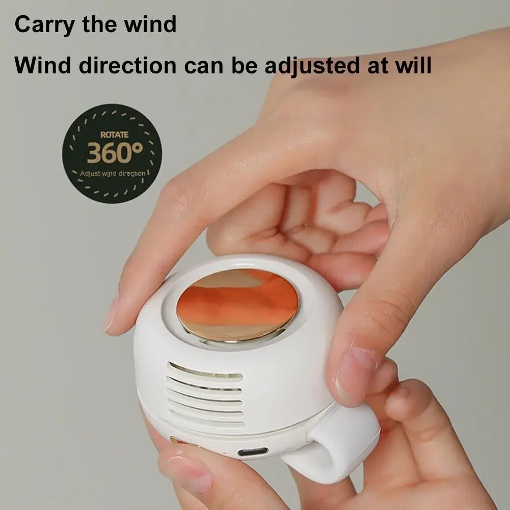 Portable Silent Fan Mini USB Rechargeable Bladeless Electric Clip-on Fan Adjustable 3-Speed Waist Fan For Outdoor Sports Office