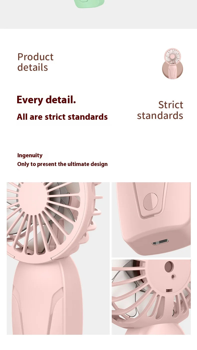 Portable Handheld Small Fan ABS Lightweight Cute Appearance USB Rechargeable Mini Fan For On Go Cooling Portable Mini Pocket Fan