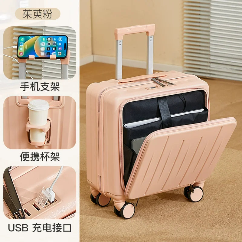 18 inches Suitcase Light Weight Suitcase Large Capacity Travel Case Spinner Wheels Suitcase Small Luggage Compartment