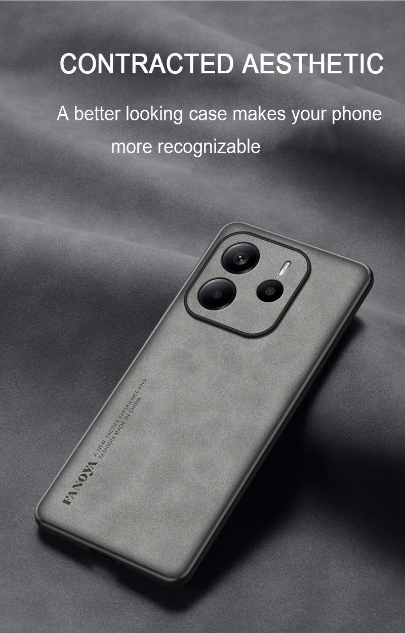 For Xiaomi Redmi Note 14 5G Skin Feel Shockproof Matte Leather Case Soft Back Cover Funda For Redmi Note 14
