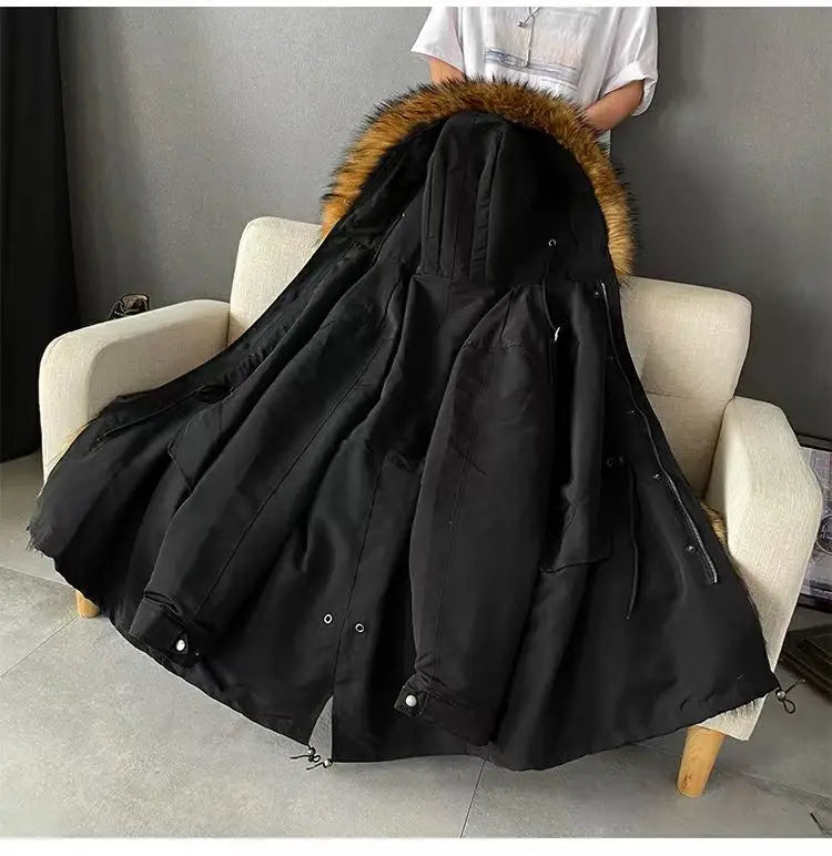 Winter Men Parka Warm Coat Men Wool Liner Jacket Long Hooded Jacket High Quality Raccoon Fur Collar