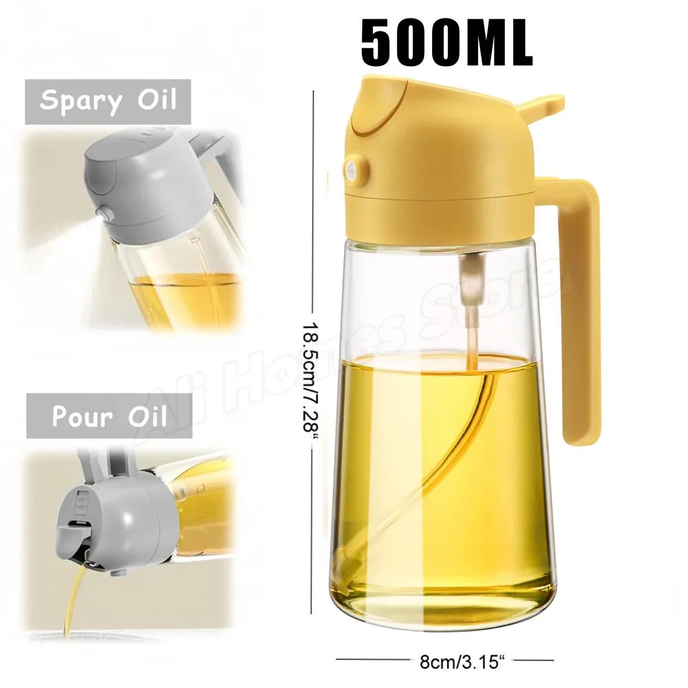 200/300/500ML Oil Air Pressure Double Nozzle Oil Spray Bottle Sprayer Kitchenware Oil Bottle Roasting Bottle Fitness Barbecue