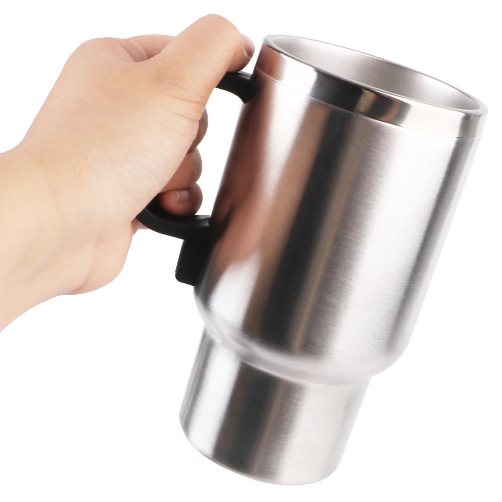 Car Electric Heating Cup Stainless Steel Camping Travel Kettle Vehicle Heating Cup Water Coffee Milk Thermal Mug 12V 450ml/300ml