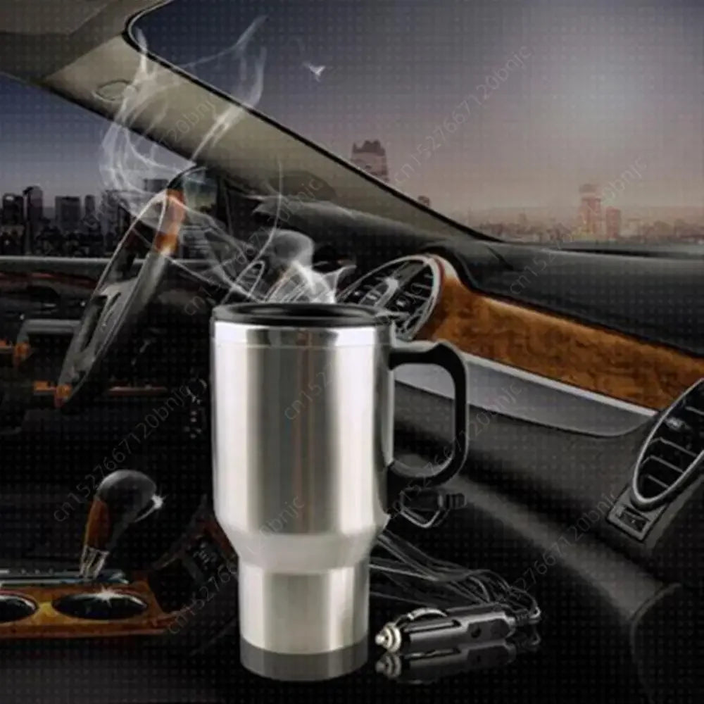 12V 24V Travel Electric Kettle Stainless Steel Smart Temperature Control Touch Travel Coffee Mug Warmer for Car Truck Leakproof