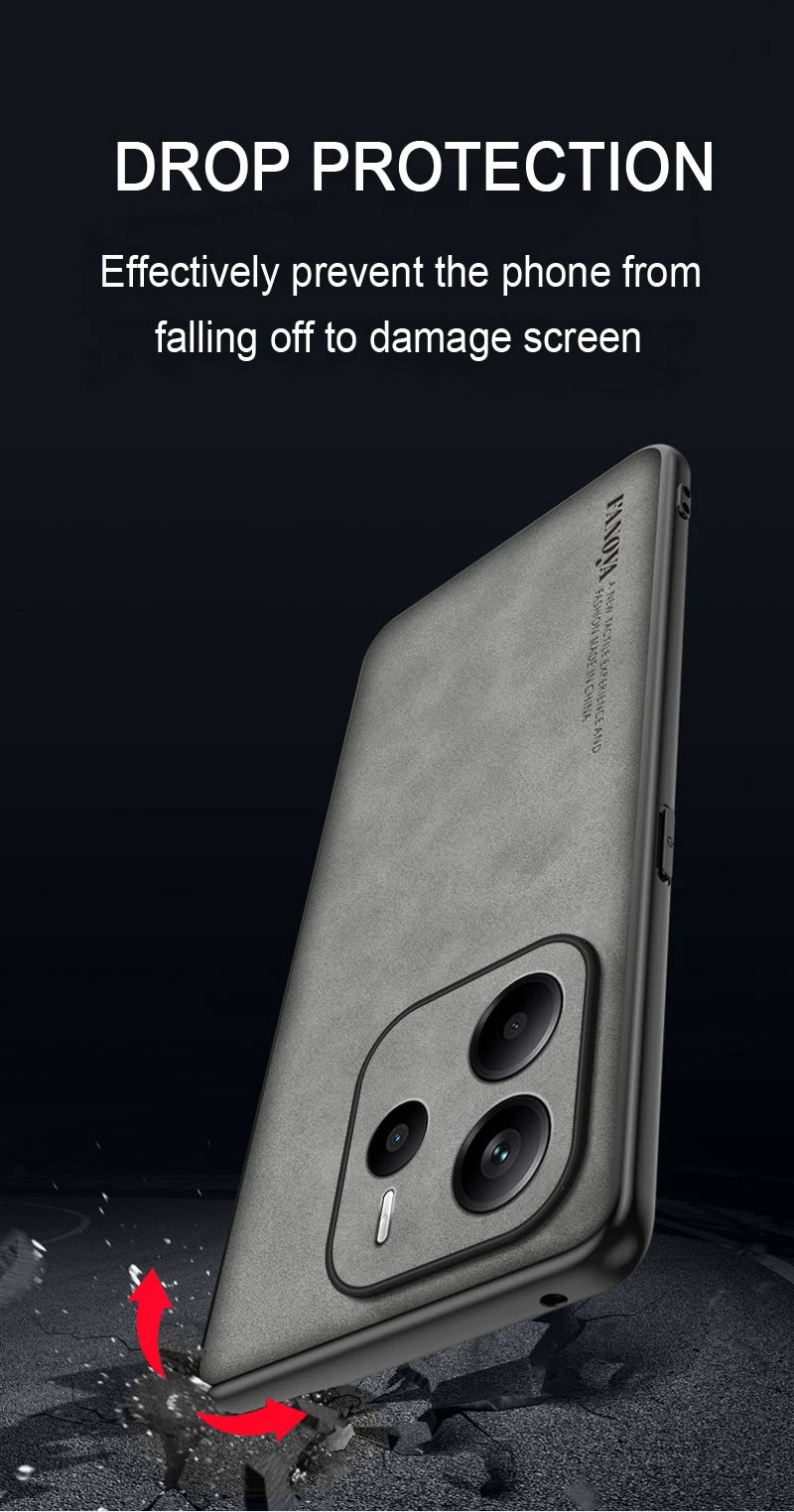 For Xiaomi Redmi Note 14 5G Skin Feel Shockproof Matte Leather Case Soft Back Cover Funda For Redmi Note 14