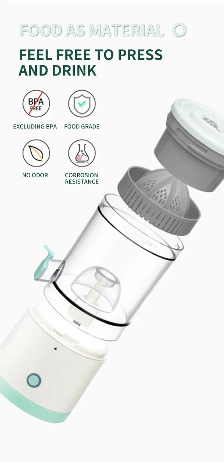 Portable Electric Juicer USB Rechargeable Wireless Mini Fruit Blender Automatic Juice Squeezer for Home Travel Office
