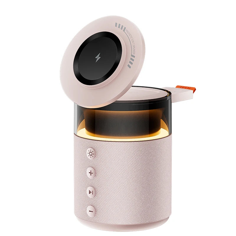 4-in-1 Wireless Magnetic Charger with Bluetooth Speaker Night Light Fast Charger For iPhone iWatch AirPods Charging Station