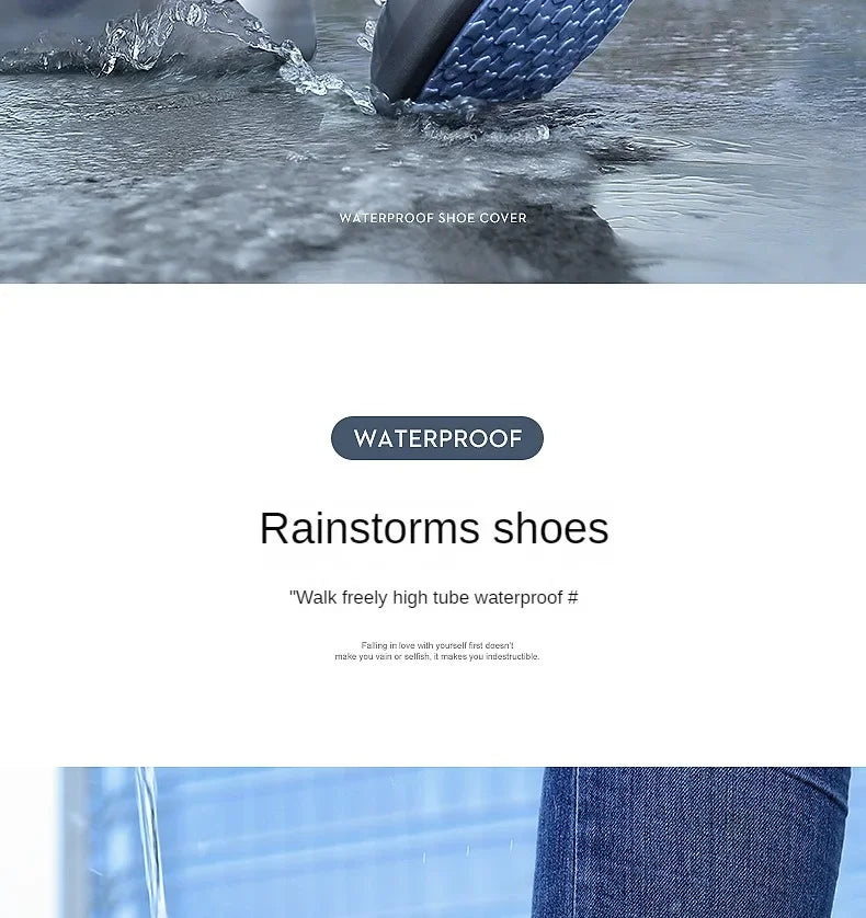 Waterproof Shoe Cover Silicone High Top Rain Boots Cover Non-slip Shoes Protector Outdoor Reusable Thickened Footwear WaterShoes