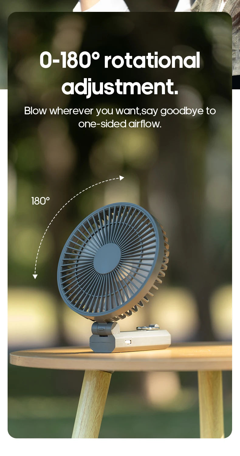 New Portable Folding Handheld Fan 3600mAh Desktop Rechargeable Fan 100-speed Wind Angle Adjustable for Home Outdoor Travel
