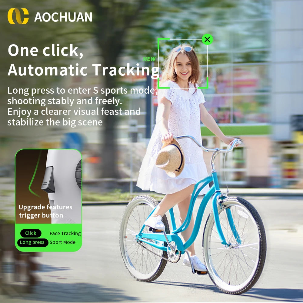Smart handheld gimbal featuring AI face tracking and tripod combo."