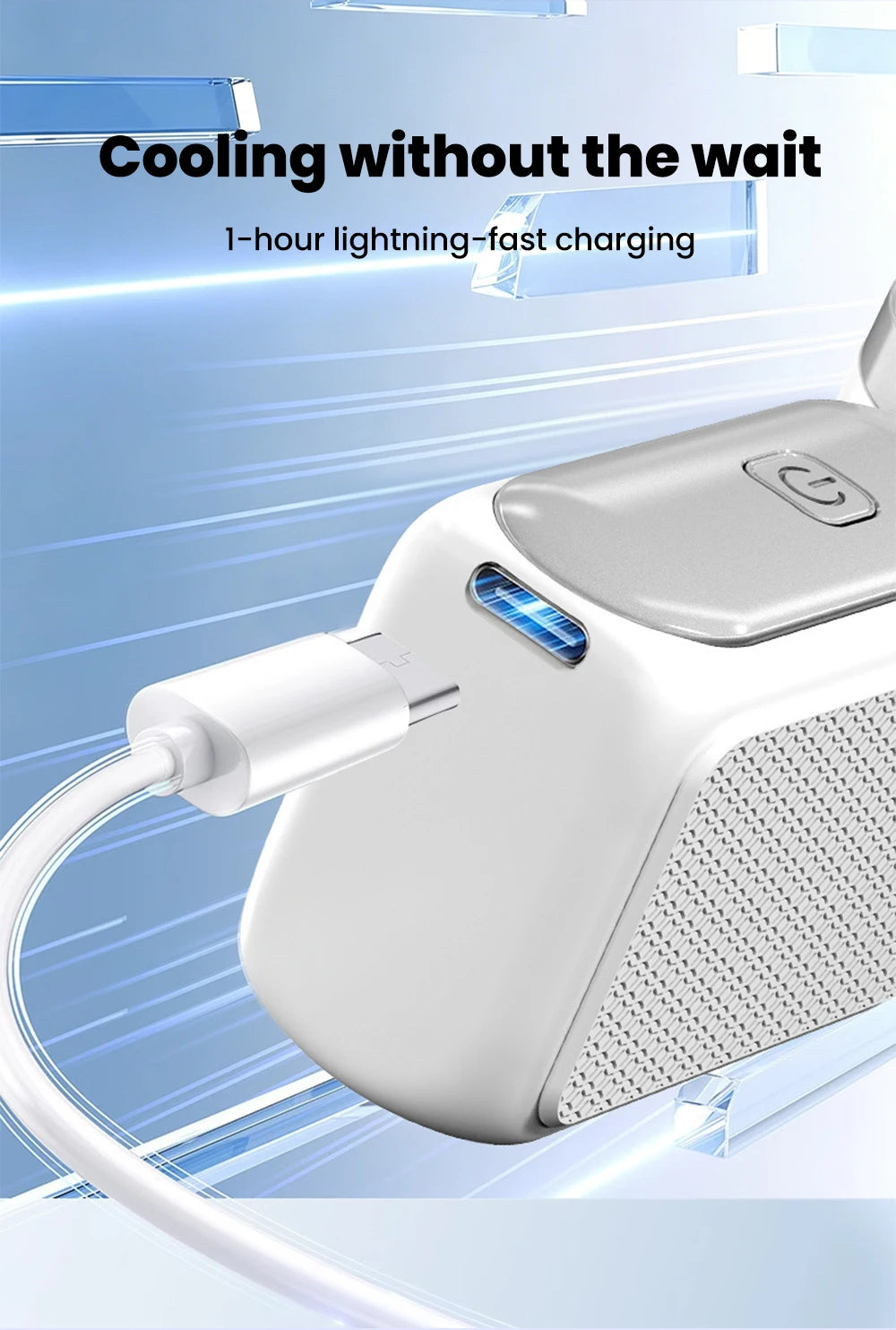 Portable Handheld Mini Fan Maximum Wind Speed 10m/s Folding Desktop 5speed Built in AI Chip Adjustment Fan Type-C Ports Charging