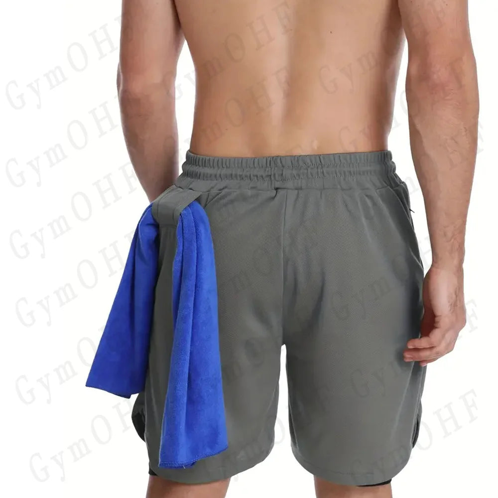 LONSDALE Men's Pattern Printed Fitness Shorts Double Layer 2-in-1 Fast Drying Fitness Outdoor Leisure Training Sports Shorts