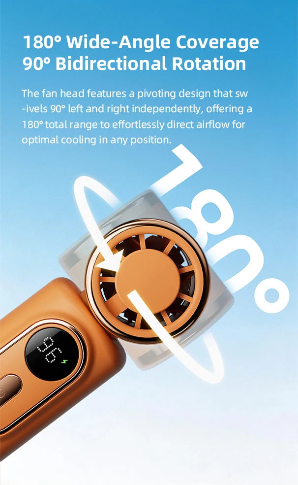 Portable Mini Fan Handheld Small Fan 5 Speed 3000mAh USB Rechargeable LED Display 180° Rotatable Clip Cooling Turbo Fans