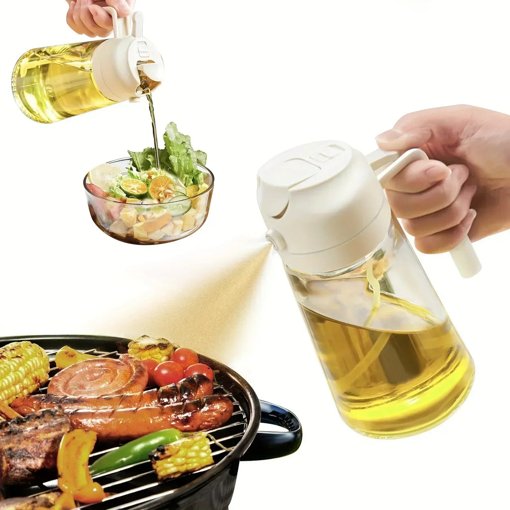 200/300/500ML Oil Air Pressure Double Nozzle Oil Spray Bottle Sprayer Kitchenware Oil Bottle Roasting Bottle Fitness Barbecue