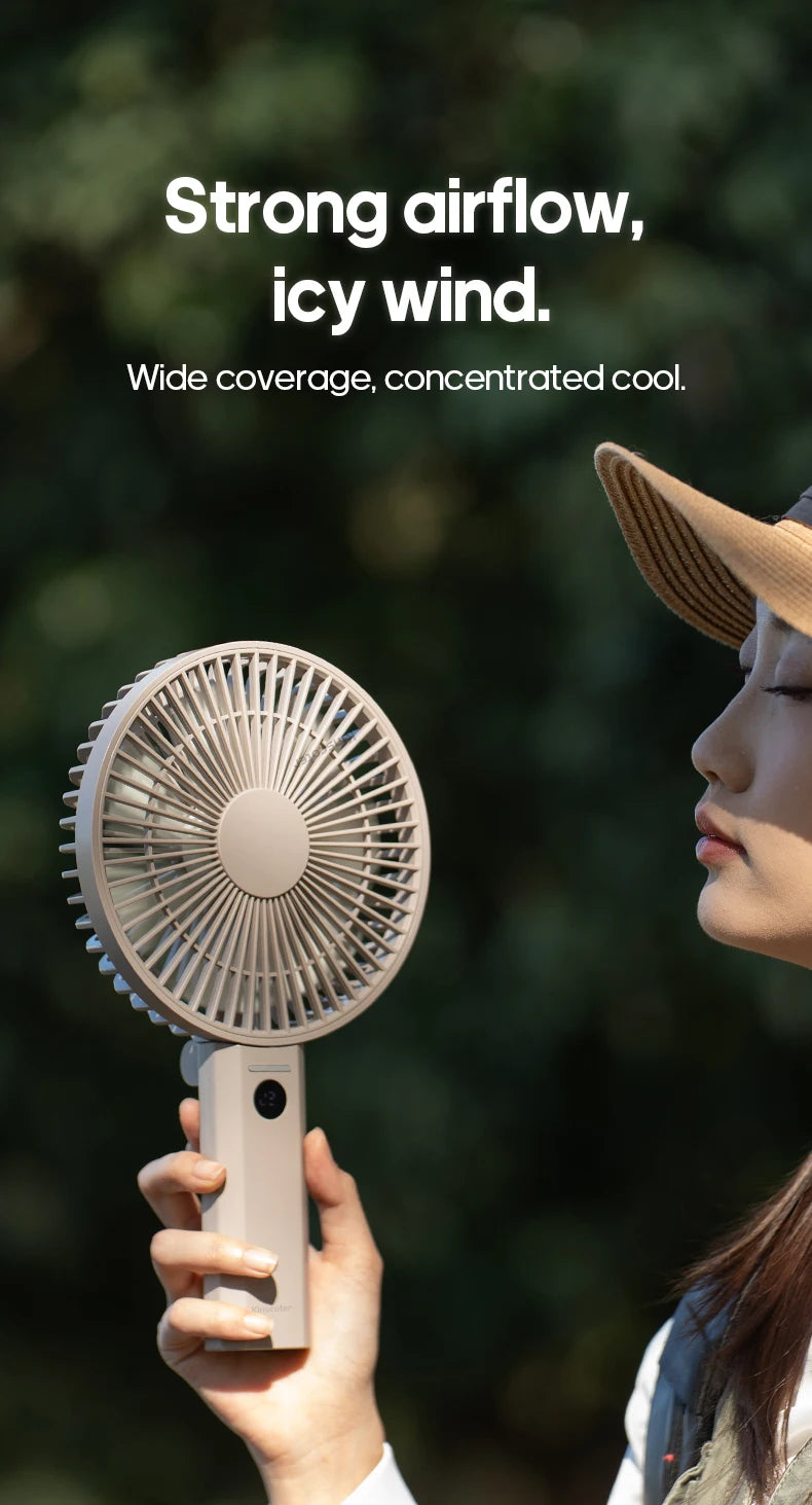 New Portable Folding Handheld Fan 3600mAh Desktop Rechargeable Fan 100-speed Wind Angle Adjustable for Home Outdoor Travel