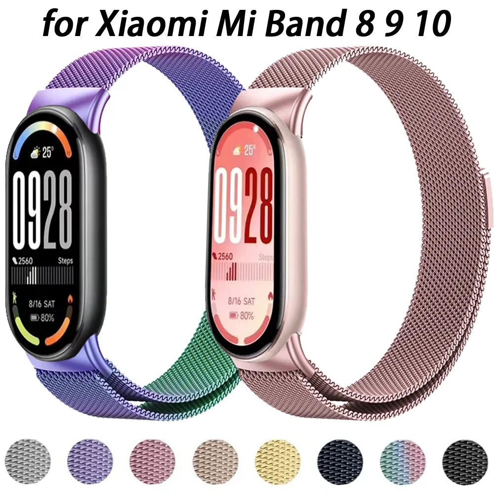 Milanese Loop for Xiaomi Mi Band 8 9 10 Strap Global Version Accessories Smartwatch Bracelet Pulseira Correa Miband 10 Watchband