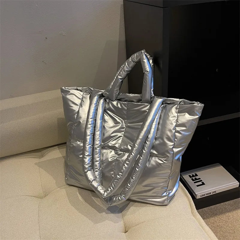 Yogodlns Large Capacity Underarm Bag Fashion Quilted Women Shoulder Bag Designer Space Padded Cotton Handbag Luxury Shopper Tote