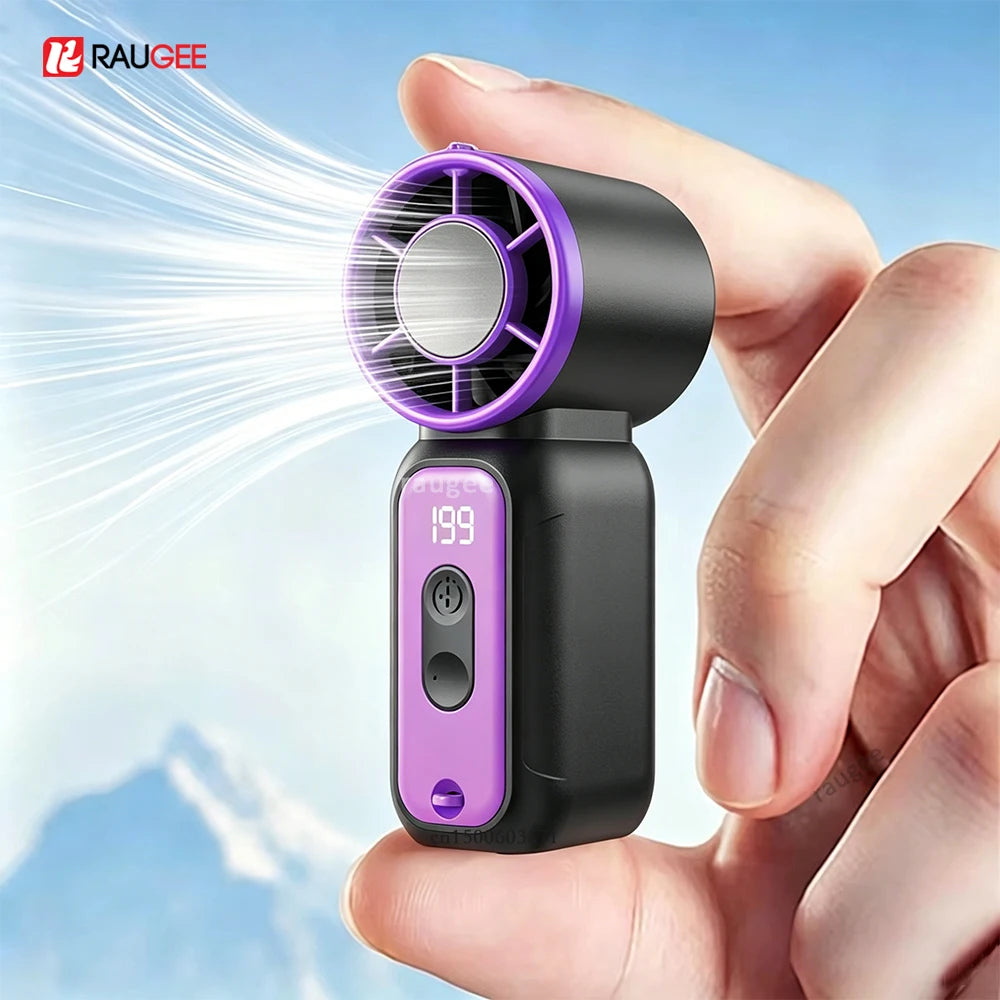 Portable Mini  Handheld Fan Personal Pocket-Sized Digital Display Hand Fan USB Rechargeable Outdoor Small Pocket Hand Fan