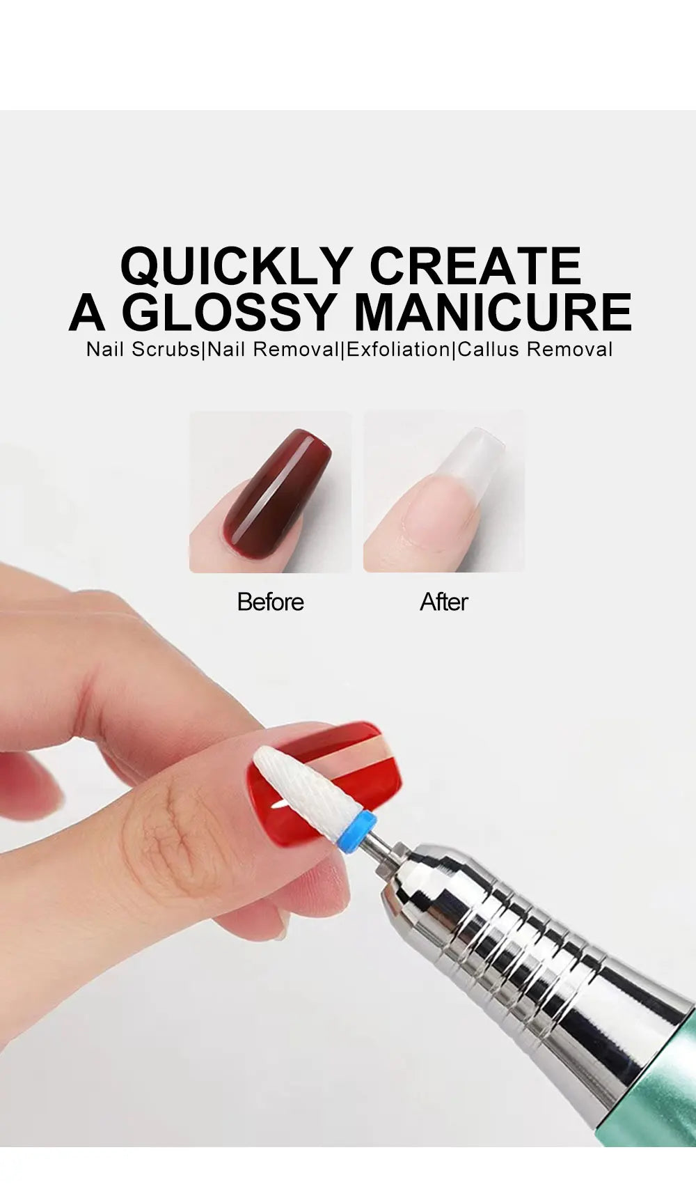 Electric DC Nail Drill Pen Handle File Polish Grind Machine Handpiece Manicure Pedicure Tool Nail Professional Drill Accessories