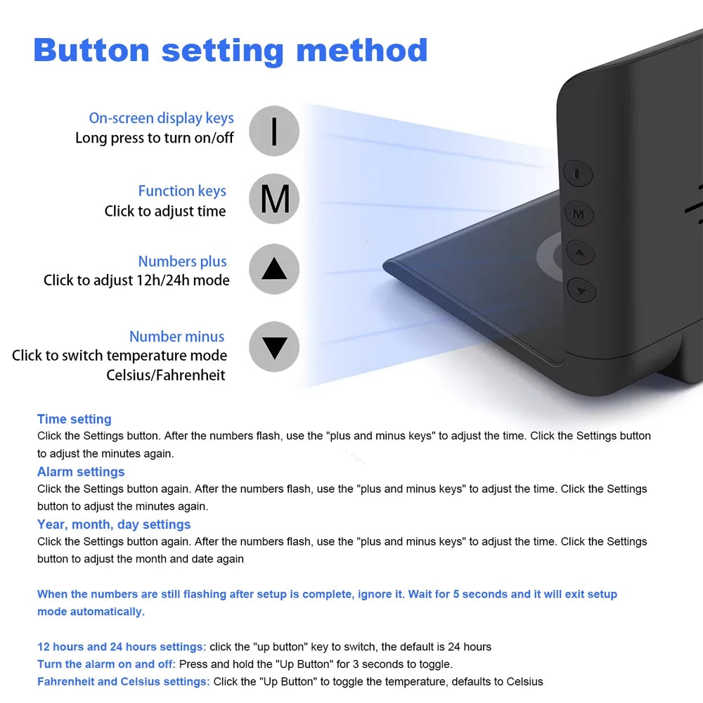 Wireless Charger Pad Stand with Alarm Clock And Thermometer Fast Charging Station for iPhone 17/16/15/14/13/12/11