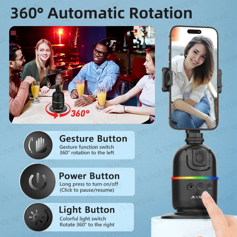 Premium AI-powered desktop vlog kit with 360° rotation support."