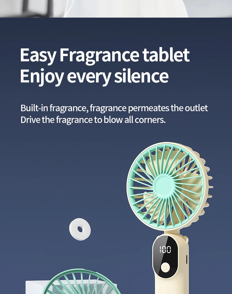 Portable Handheld Fan Mini USB Fan With 6 Speeds and Digital Display Foldable 3-in-1 Handheld Neck and Desktop Fan For Outdoor