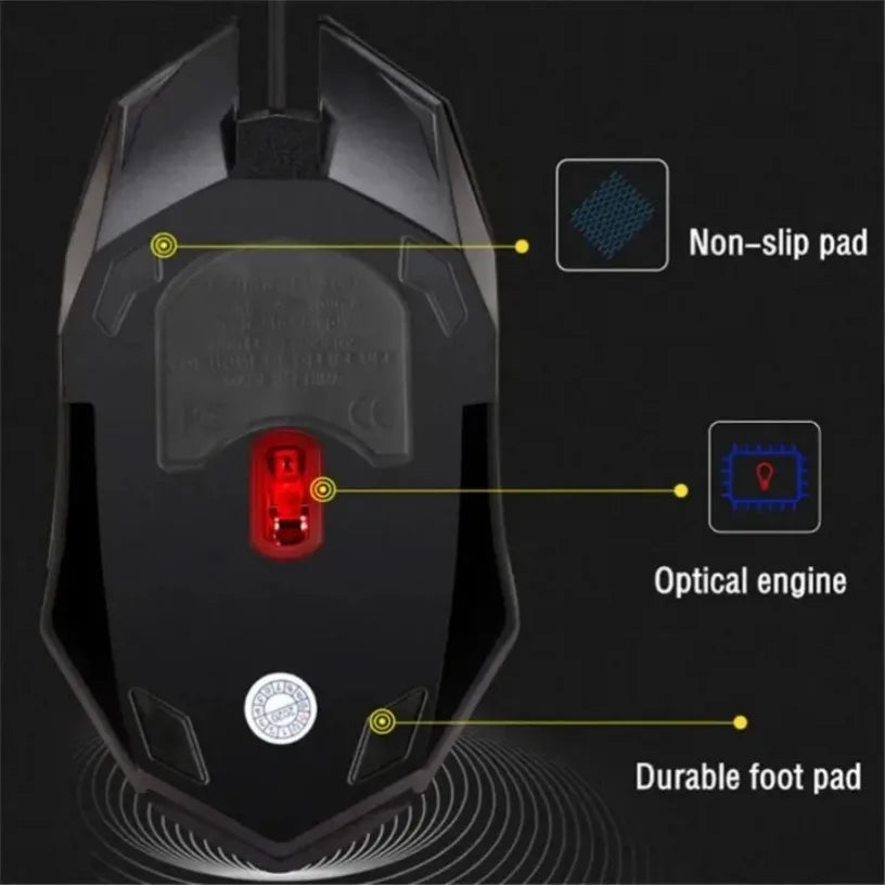 USB LED Colorful Luminous Button Gaming Mouse Wired Mouse For PC Gamer Computer Desktop Laptop Mice DPI1200 RGB Ergonomic Mouse