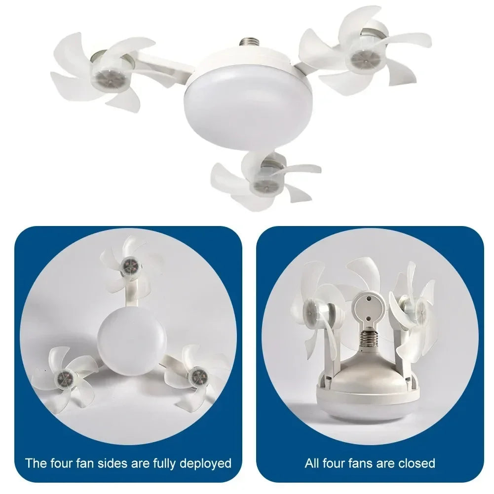 Remote Control Dimmable LED Fan Light E27 Ceiling Fan with Light 3Color Eye Protection Strobe Free Bedroom Kitchen Garage Office