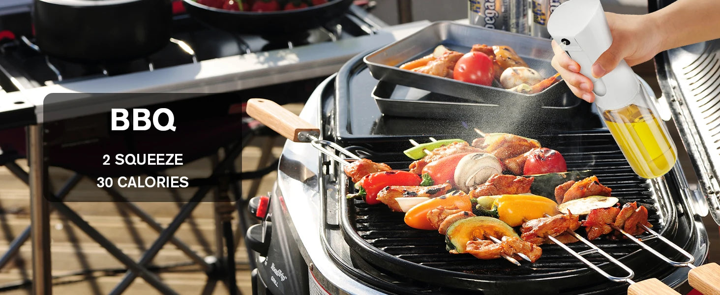 200/300/500ML Oil Air Pressure Double Nozzle Oil Spray Bottle Sprayer Kitchenware Oil Bottle Roasting Bottle Fitness Barbecue