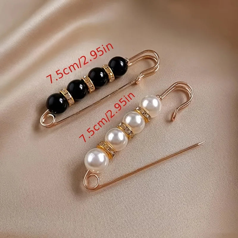 Ladies sweater shawl clip fake pearl brooch dress skirt waist decorative neckline safety pin