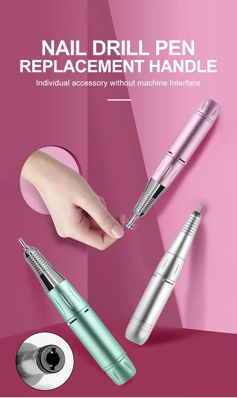 Electric DC Nail Drill Pen Handle File Polish Grind Machine Handpiece Manicure Pedicure Tool Nail Professional Drill Accessories